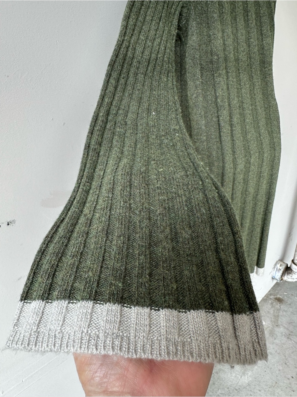 Anthropologie Arsenau Olive Green Ribbed Mock-Neck Sweater Dress - Picture 8 of 9